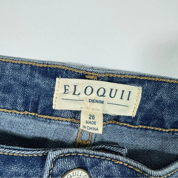 Eloquii Naomi Flare Jeans Size 26 Ripped Knee - Picture 5 of 9